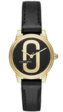 Marc Jacobs Corie Black Dial Black Leather Strap Watch for Women - MJ1580