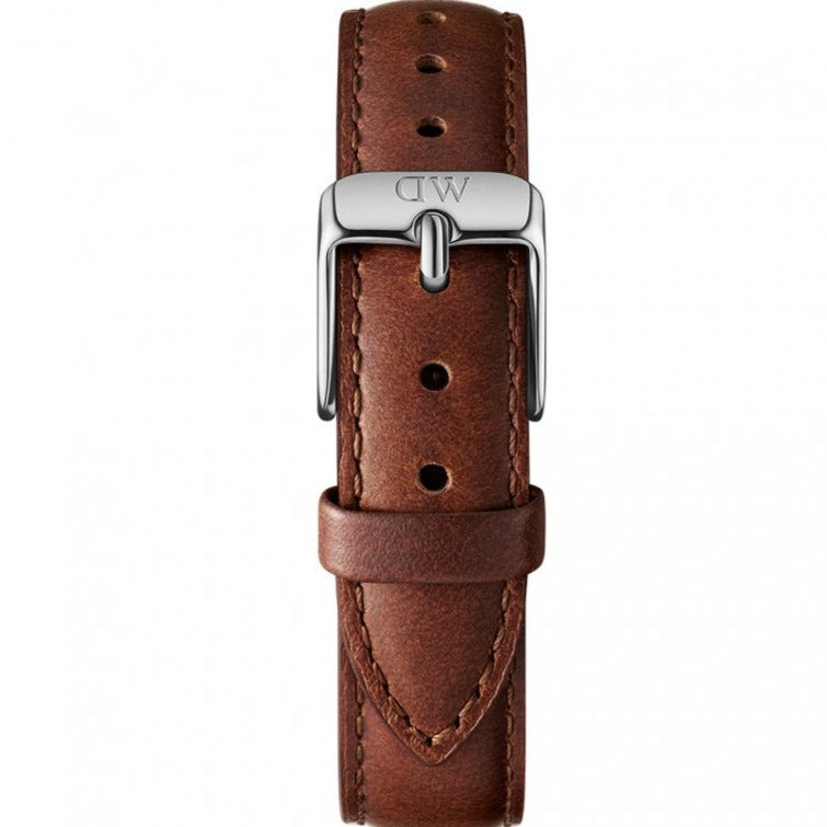 Daniel Wellington Classic Petite St Mawes White Dial Brown Leather Strap Watch For Women - DW00100187