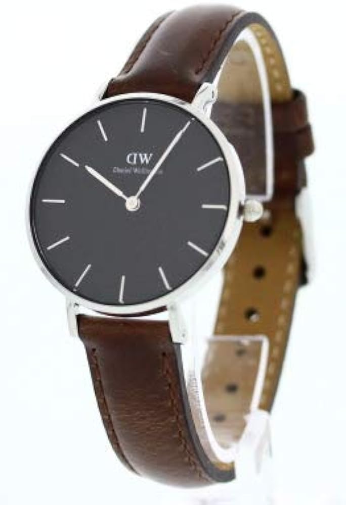 Daniel Wellington Classic Petite Bristol Black Dial Brown Leather Strap Watch For Women - DW00100177
