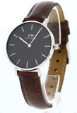 Daniel Wellington Classic Petite Bristol Black Dial Brown Leather Strap Watch For Women - DW00100177