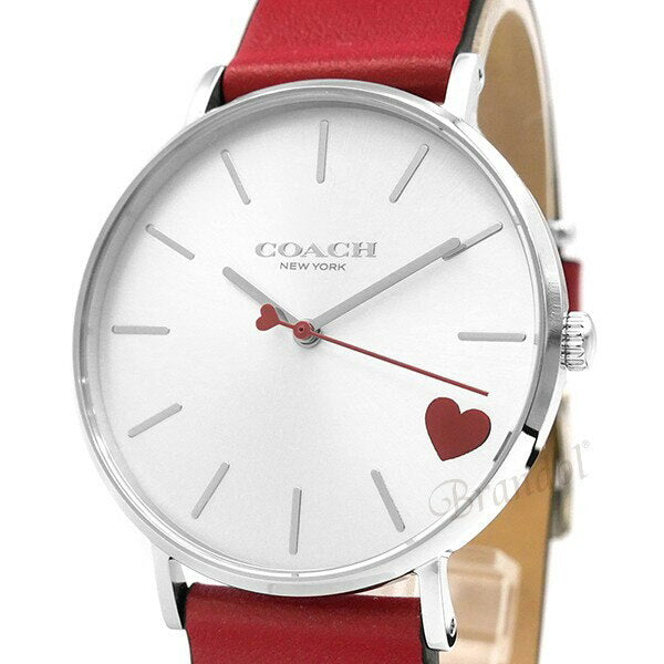 Coach Perry Silver Dial Red Leather Strap Watch for Women - 14503515