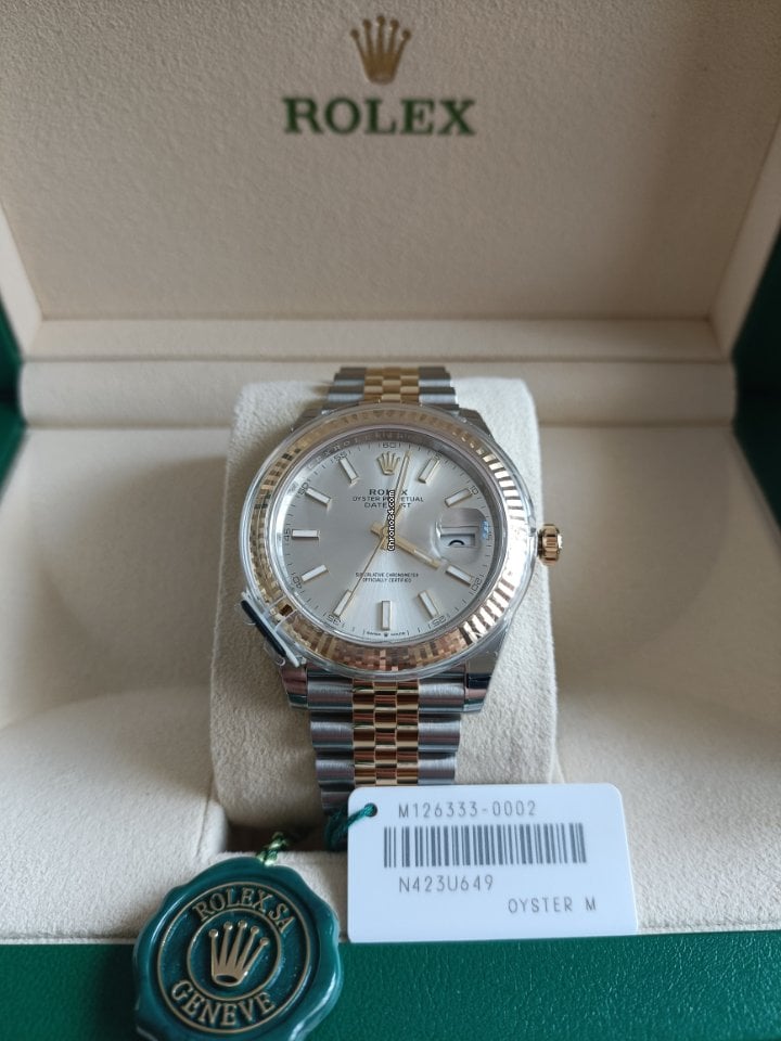 Rolex Datejust 41 Silver Dial Two Tone Oystersteel & Yellow Gold Jubilee Bracelet Watch for Men - M126333-0002