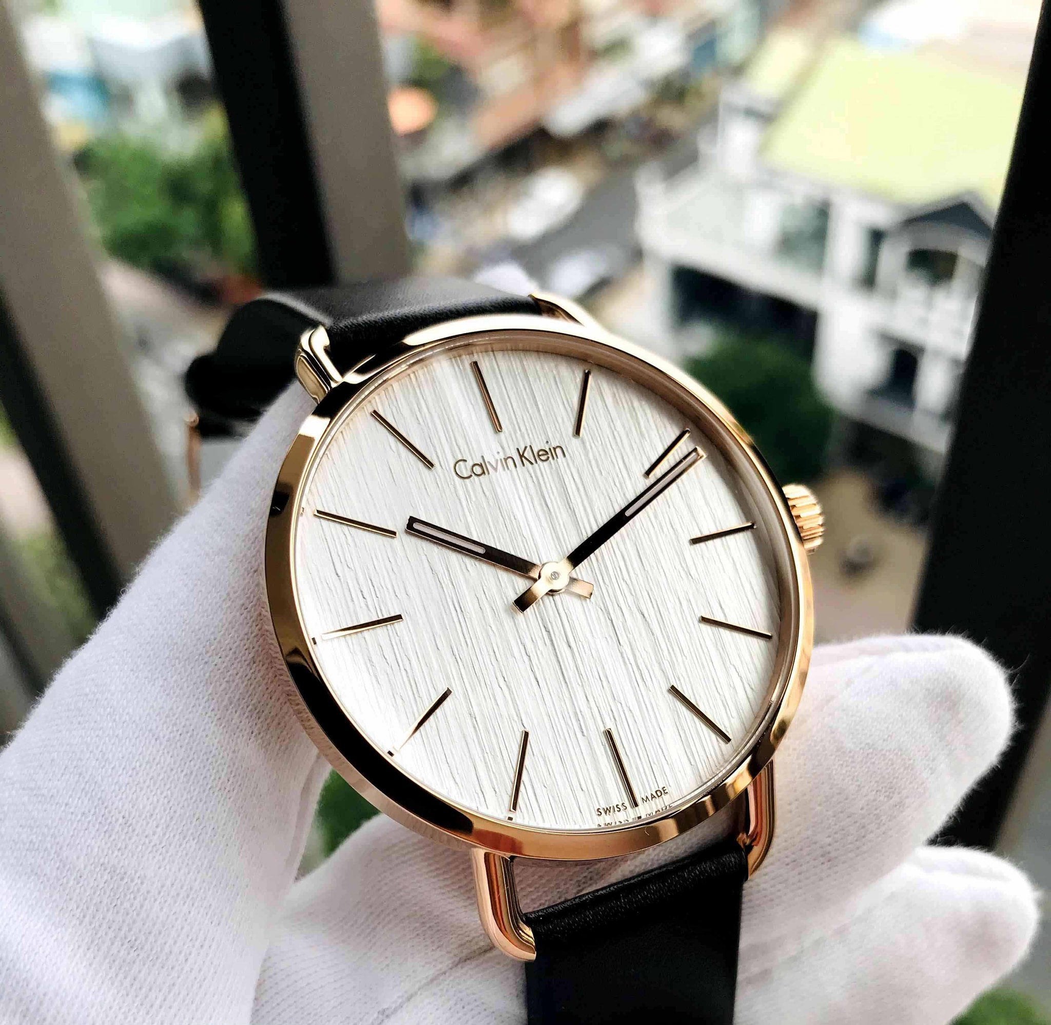 Calvin Klein Even Silver Dial Brown Leather Strap Watch for Men - K7B216G6