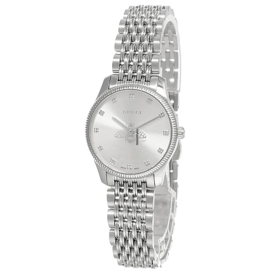 Gucci G Timeless Quartz Silver Dial Silver Steel Strap Watch For Women - YA1265019