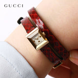 Gucci G Frame White Dial Red Leather Strap Watch For Women - YA128524