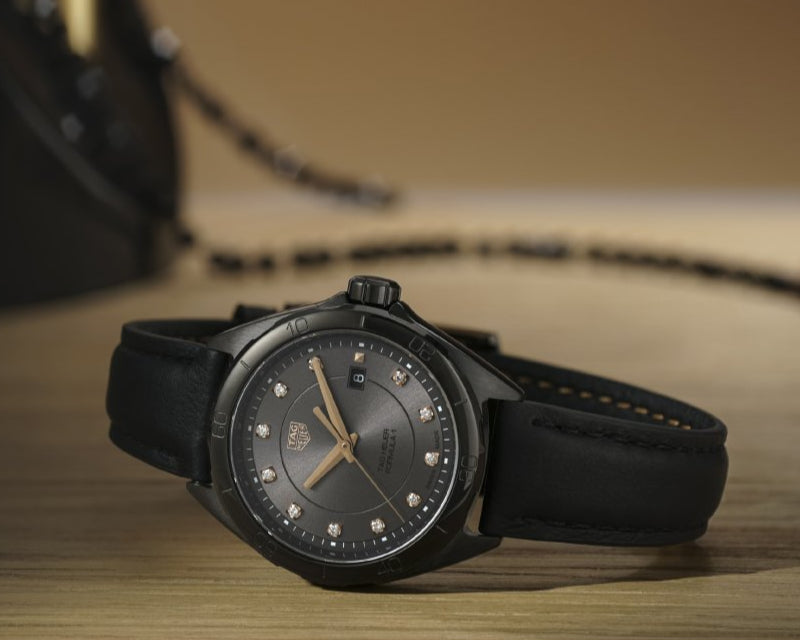 Tag Heuer Formula 1 Diamonds Black Dial Black Leather Strap Watch for Women - WBJ1417.FC8234