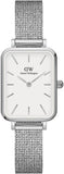 Daniel Wellington Quadro Sterling White Dial Silver Mesh Strap Watch For Women - DW00100438