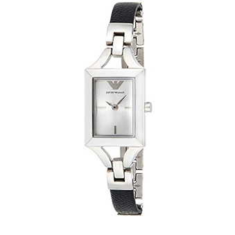 Emporio Armani Chiara Analog Silver Dial Black Leather Strap Watch For Women - AR7372