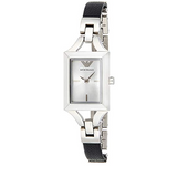 Emporio Armani Chiara Analog Silver Dial Black Leather Strap Watch For Women - AR7372