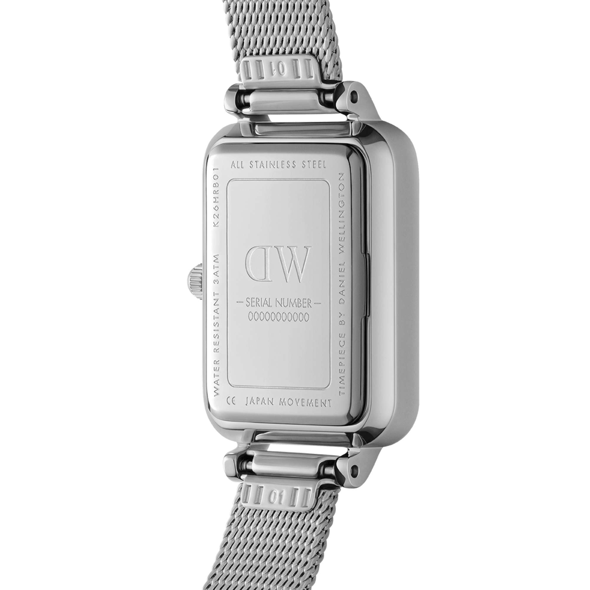 Daniel Wellington Quadro Unitone Silver Dial Silver Mesh Strap Watch For Women - DW00100486