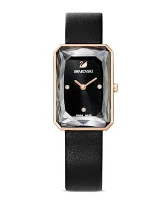 Swarovski Uptown Black Dial Black Leather Strap Watch for Women - 5547710