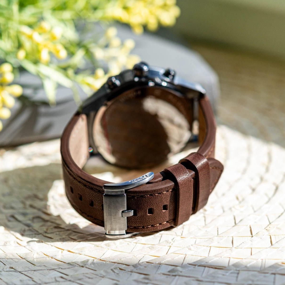 Fossil Brox Multifunction Grey Dial Brown Leather Strap Watch for Men - BQ2800