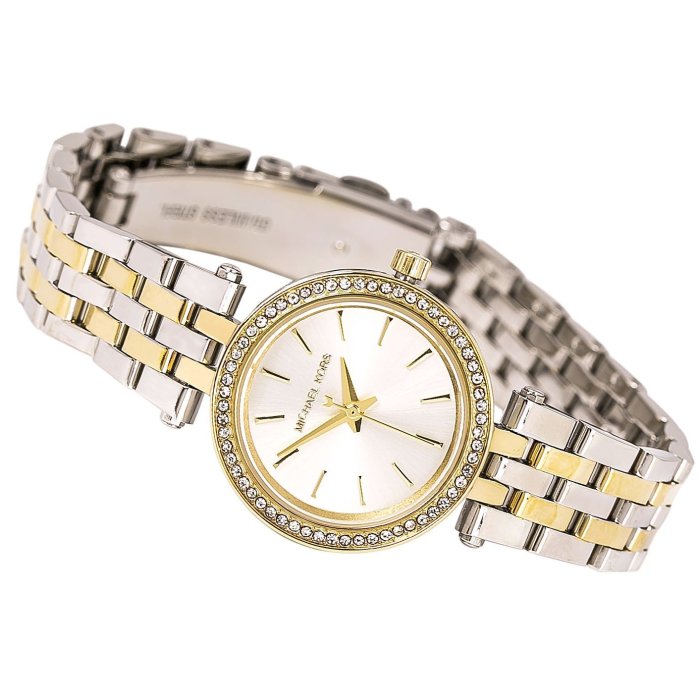 Michael Kors Darci White Dial Two Tone Steel Strap Watch for Women - MK3323