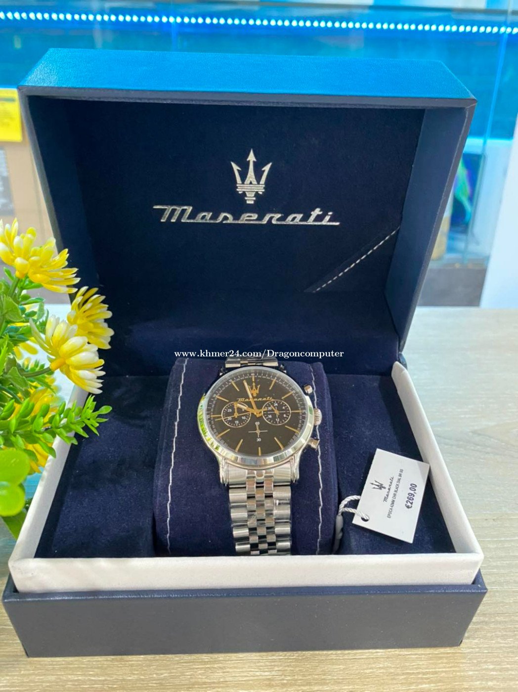 Maserati Epoca Chronograph Black Dial Silver Steel Strap Watch For Men - R8873618017