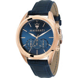 Maserati Traguardo Chronograph Blue Dial Blue Leather Strap Watch for Men - R8871612015