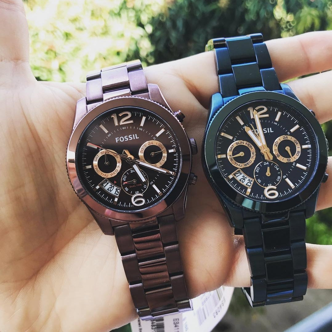 Fossil Perfect Boyfriend Multifunction Maroon Dial Maroon Steel Strap Watch for Women - ES4110