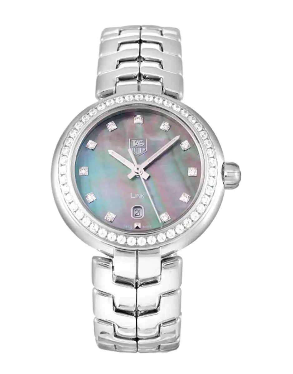 Tag Heuer Link Trilogy Cameron Diaz Diamonds Mother of Pearl Dial Silver Steel Strap Watch for Women - WAT1419.BA0954