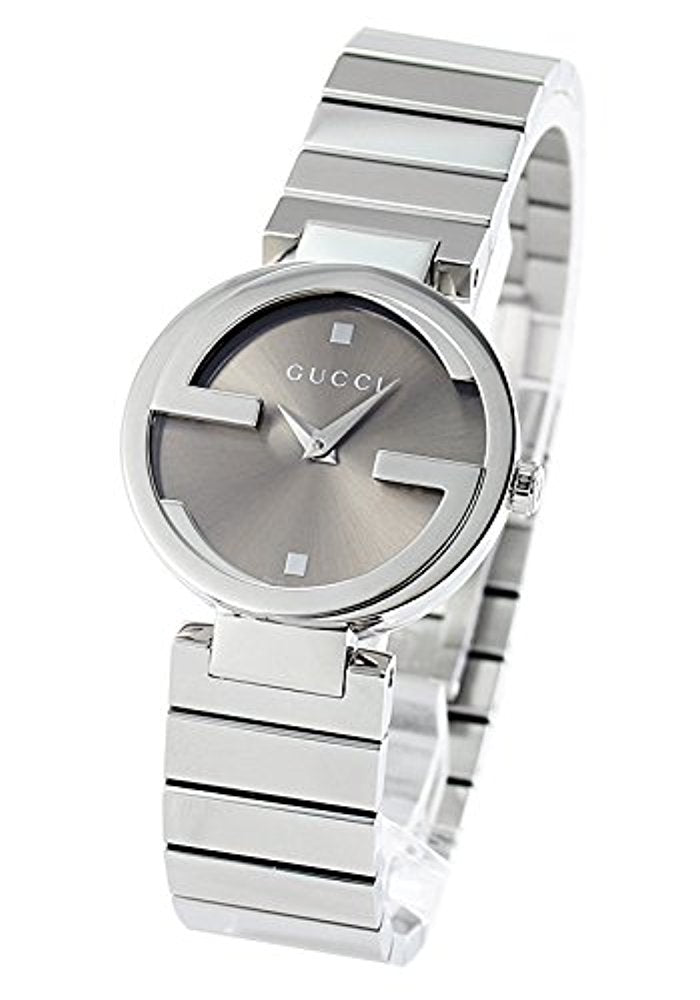 Gucci Interlocking G Brown Dial Silver Steel Strap Watch For Women - YA133506
