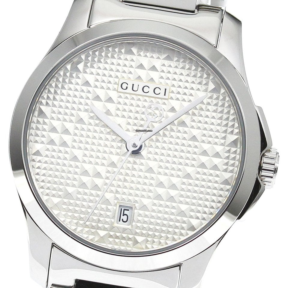Gucci G Timeless Quartz Silver Dial Silver Steel Strap Watch For Women - YA126551