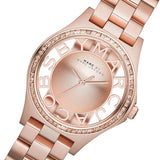 Marc Jacobs Henry Transparent Rose Gold Dial Rose Gold Steel Strap Watch for Women - MBM3339