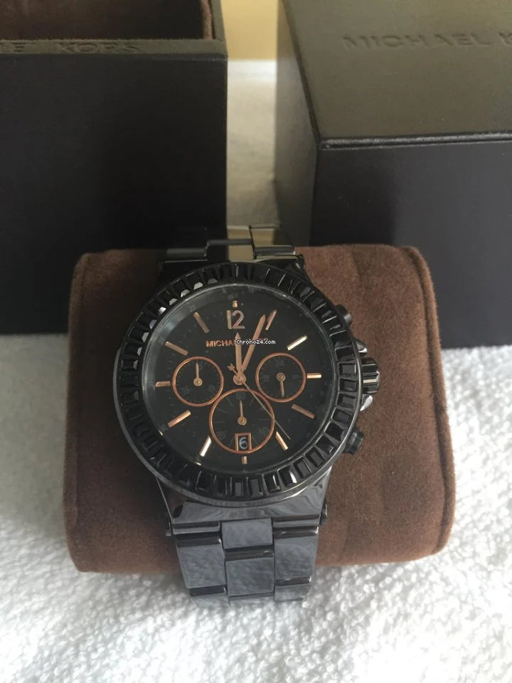 Michael Kors Ryker Chronograph Black Dial Black Steel Strap Watch For Men - MK8529