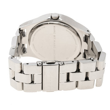 Marc Jacobs Henry Diamonds White Dial Silver Steel Strap Watch for Women - MBM3044