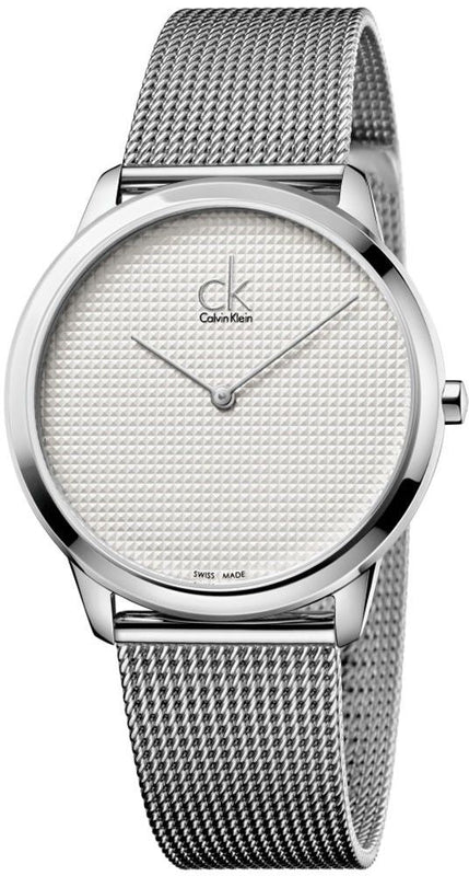 Calvin Klein Minimal White Dial Silver Mesh Bracelet Watch for Men - K3M2112Y