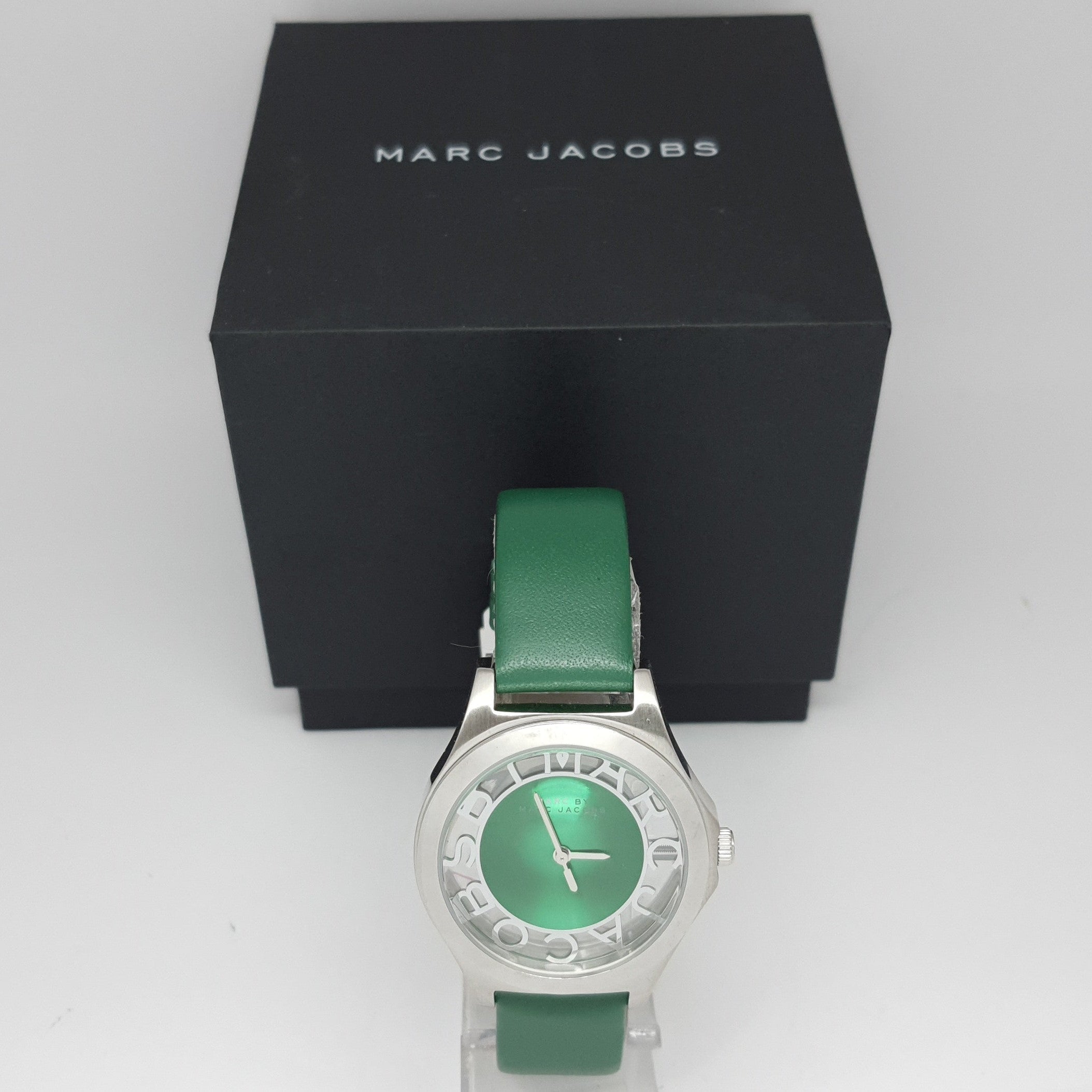 Marc Jacobs Henry Skeleton Green Dial Green Leather Strap Watch for Women - MBM1336