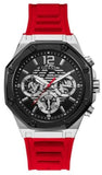 Guess Momentum Black Dial Red Rubber Strap Watch for Men - GW0263G3