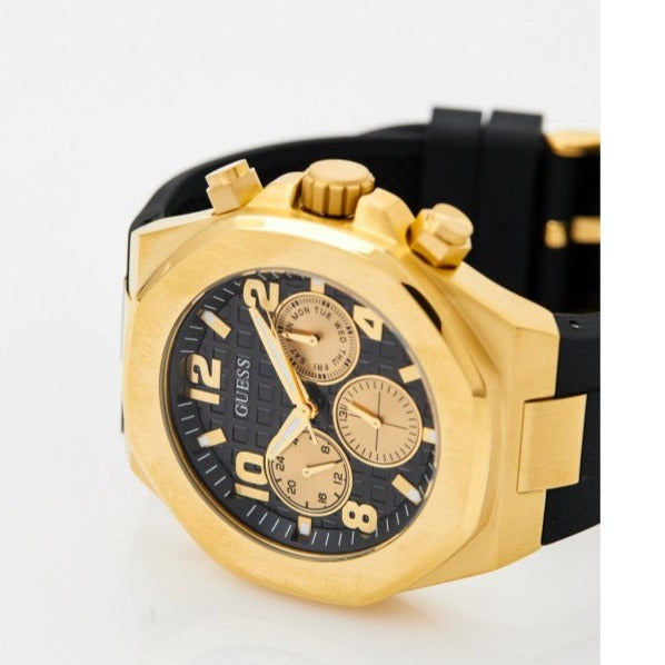Guess Empire Chronograph Quartz Black Dial Black Silicon Strap Watch For Men - GW0583G2