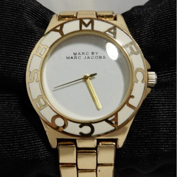 Marc Jacobs Blade White Dial Gold Steel Strap Watch for Women - MBM3050