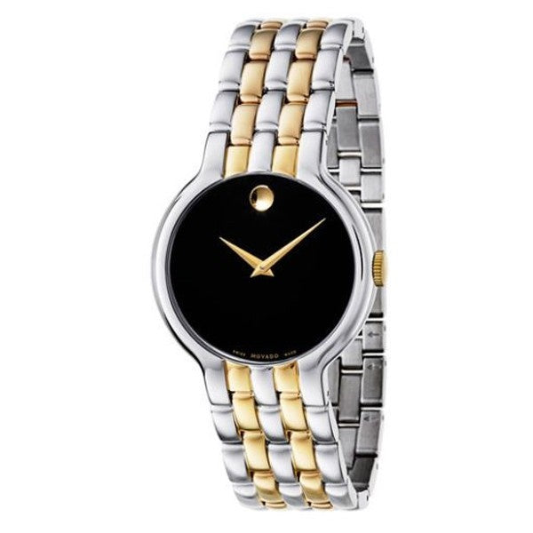 Movado Veturi Quartz Black Dial Two Tone Steel Strap Watch for Men - 0606932