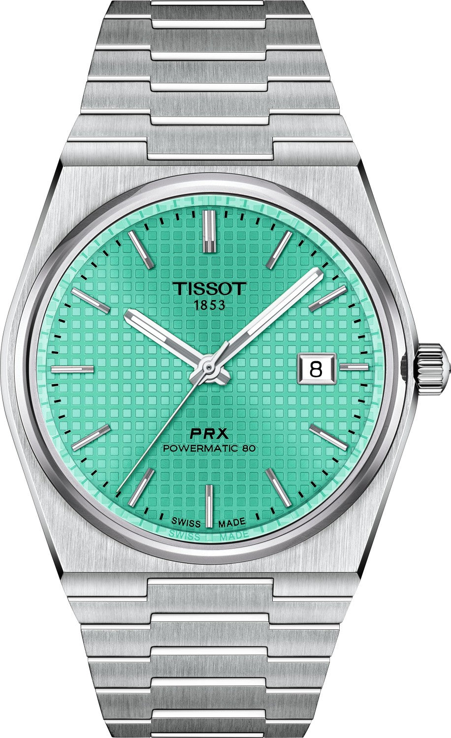 Tissot PRX Powermatic 80 Automatic Mint Green Dial Silver Steel Strap Watch for Men - T137.407.11.091.01