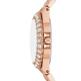 Michael Kors Lennox Analog Pink Dial Rose Gold Steel Strap Watch For Women - MK7396