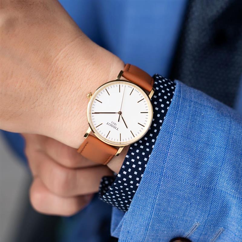 Tissot T Classic Everytime White Dial Brown Leather Strap Watch For Men - T109.410.36.031.00