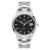 Daniel Wellington Iconic Link Black Dial Silver Steel Strap Watch for Women - DW00100204