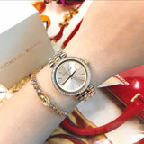 Michael Kors Darci Silver Dial Two Tone Steel Strap Watch for Women - MK3405