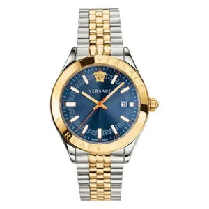 Versace Hellenyium Quartz Blue Dial Two Tone Steel Strap Watch For Men - VEVK00520