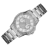 Guess Sassy Multifunction Quartz Silver Dial Silver Steel Strap Watch For Women - W0705L1