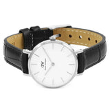 Daniel Wellington Classic Petite Reading White Dial Black Leather Strap Watch For Women - DW00100241