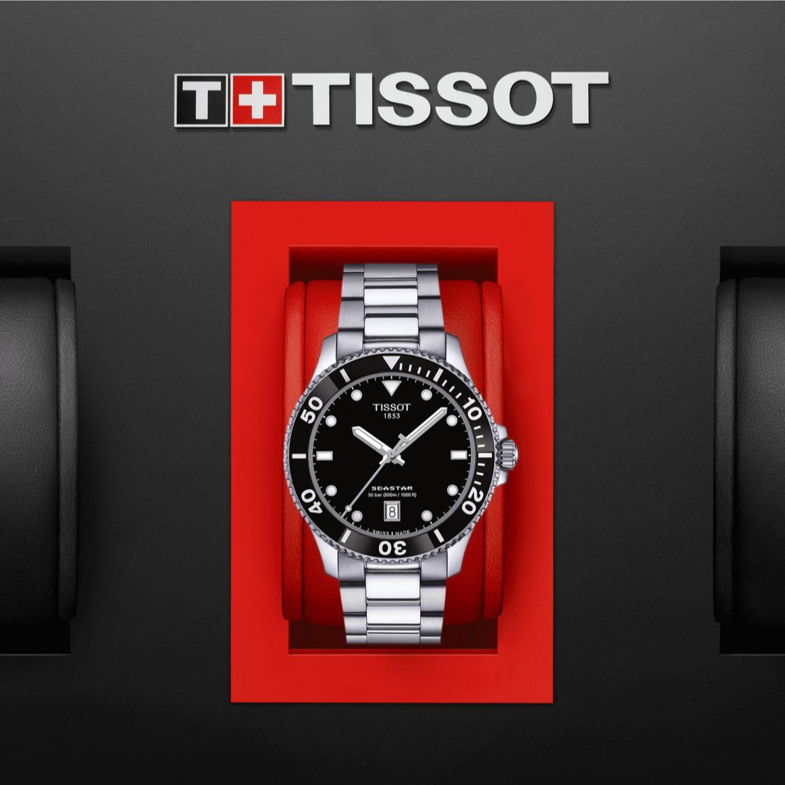 Tissot Seastar 1000 Black Dial Silver Steel Strap Watch For Men - T120.410.11.051.00