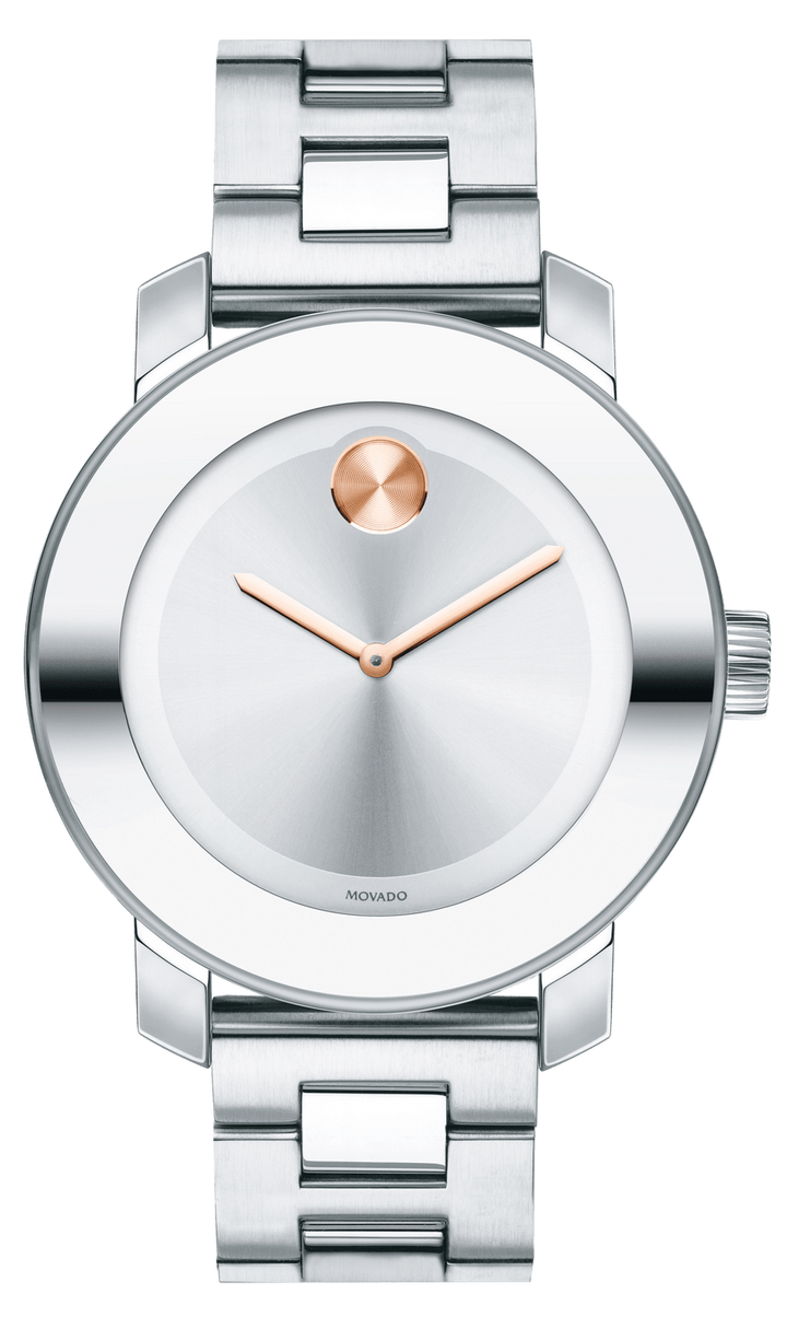 Movado Bold Silver Dial Silver Steel Strap Watch For Women - 3600084