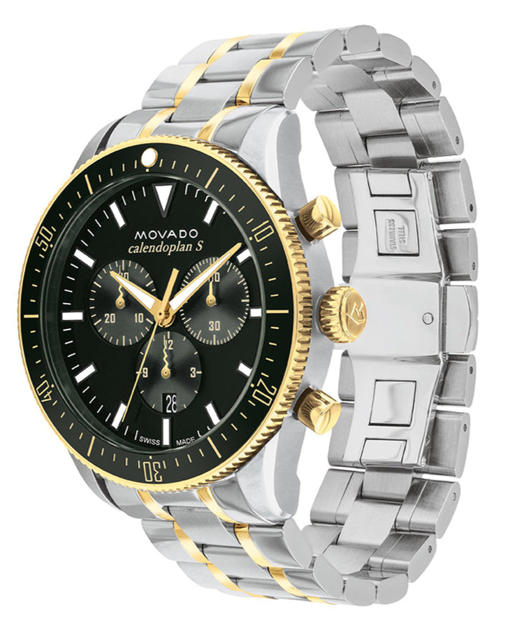 Movado Heritage Calendoplan Chronograph Green Dial Two Tone Steel Strap Watch For Men - 3650167