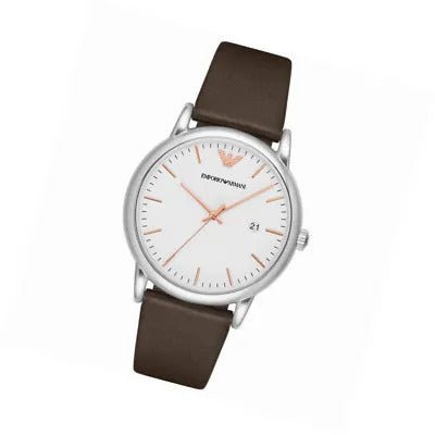 Emporio Armani Herren White Dial Brown Leather Strap Watch For Men - AR11103