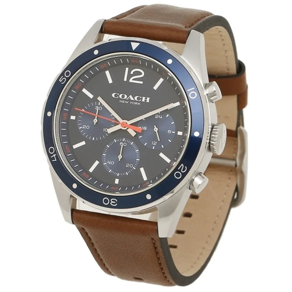 Coach Sullivan Sport Blue Dial Brown Leather Strap Watch for Men - 14606038