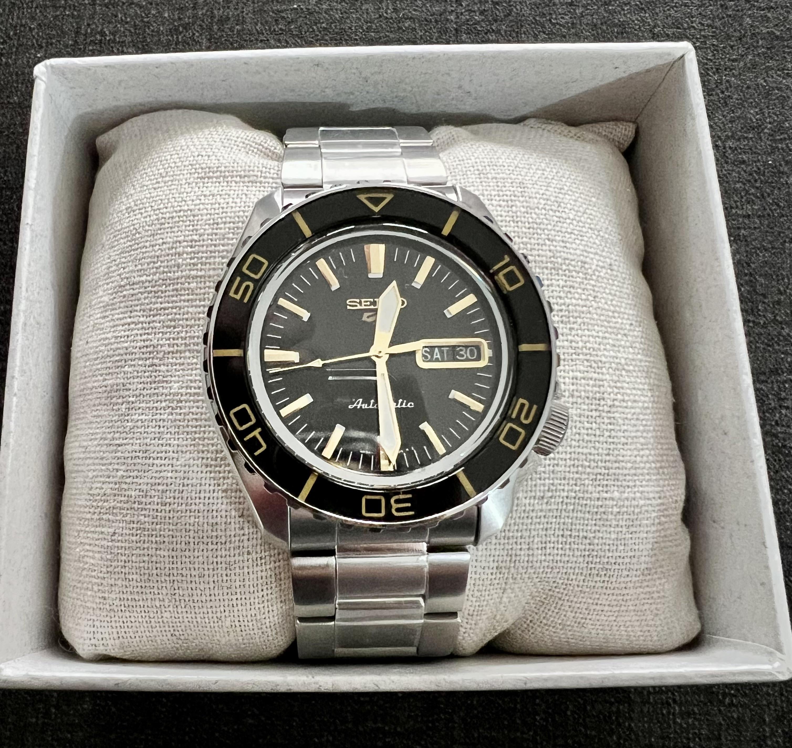 Seiko 5 Sport Automatic SKX Series Black Dial Silver Steel Strap Watch for Men - SRPK99K1