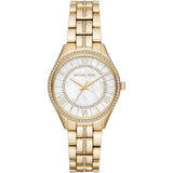 Michael Kors Lauryn Mother of Pearl White Dial Gold Steel Strap Watch for Women - MK3899