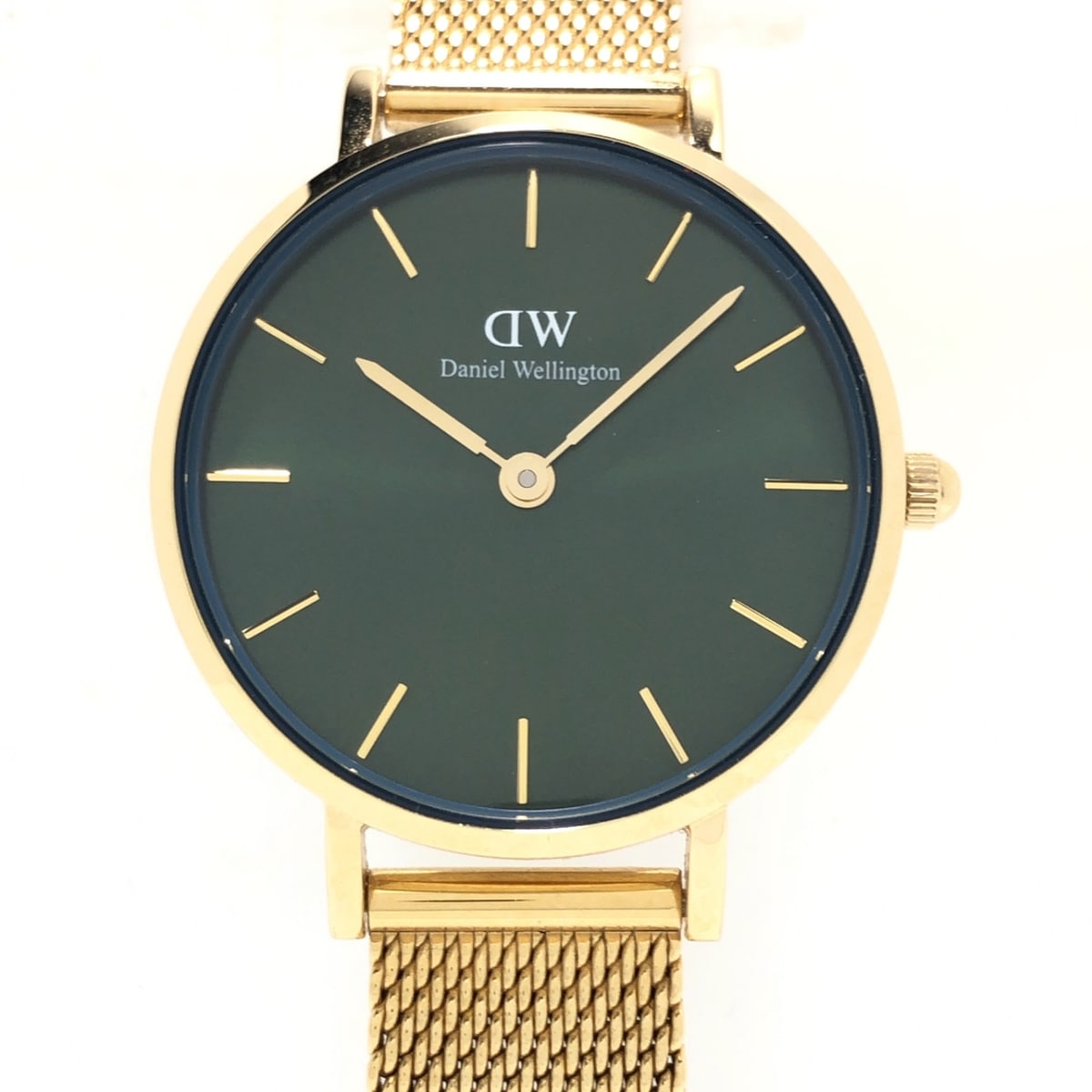 Daniel Wellington Petite Emerald Green Dial Gold Mesh Strap Watch For Women - DW00100479