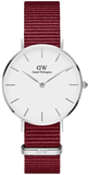 Daniel Wellington Roselyn 3A Petite White Dial Ruby Red NATO Strap Watch For Women - DW00100292