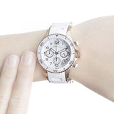 Marc Jacobs Rock Chronograph White Dial White Silicone Strap Watch for Women - MBM2547